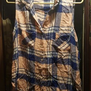 Sleeveless Flannel Top